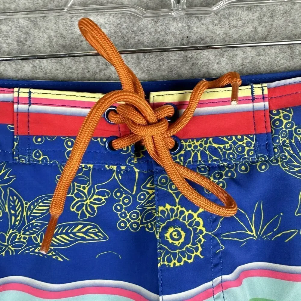 Toes On The Nose Board Shorts Mens 30 Floral Aztec Stripe Beach USA Made FLAWS*